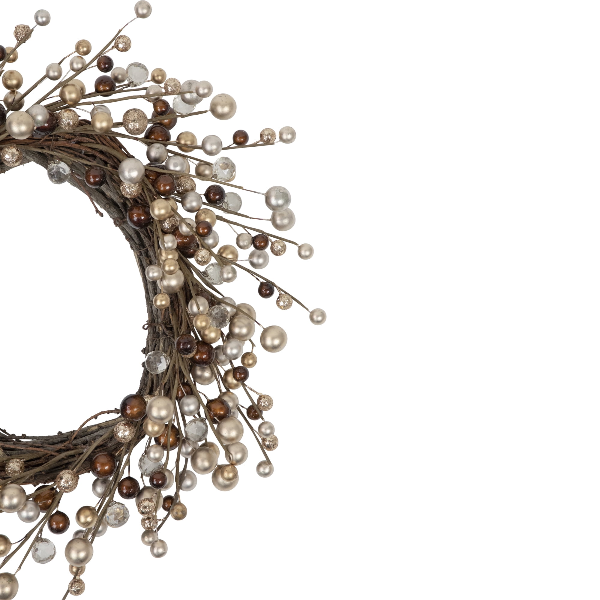 Northlight 20" Autumnal Bliss Ball Ornaments on a Natural Vine Wrapped Wreath