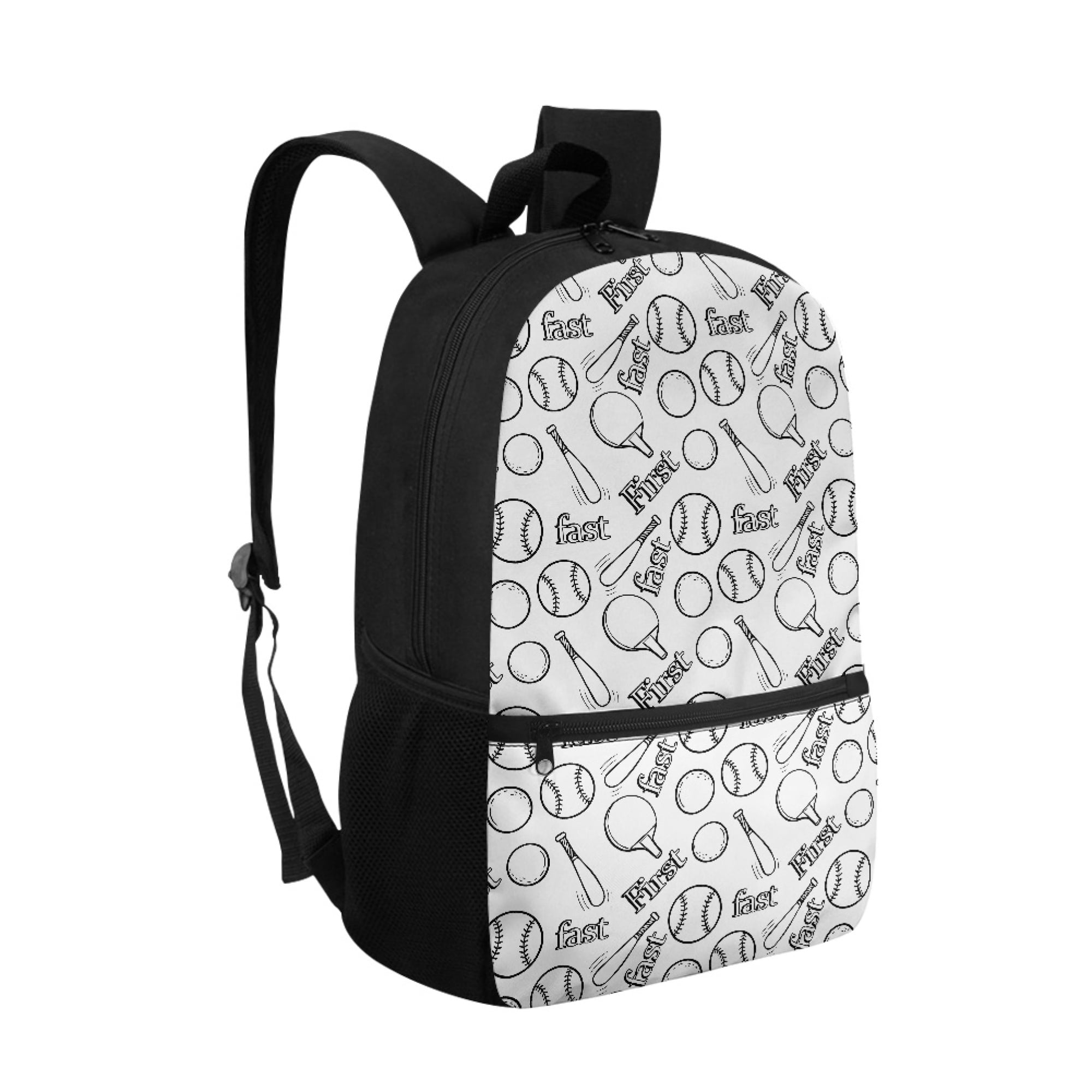 Uourmeti Smooth Zippers 17 Inch Daypack for Work Travel, Large Practical Space Large Capacity Front Pocket Backpack, Baseball Pattern