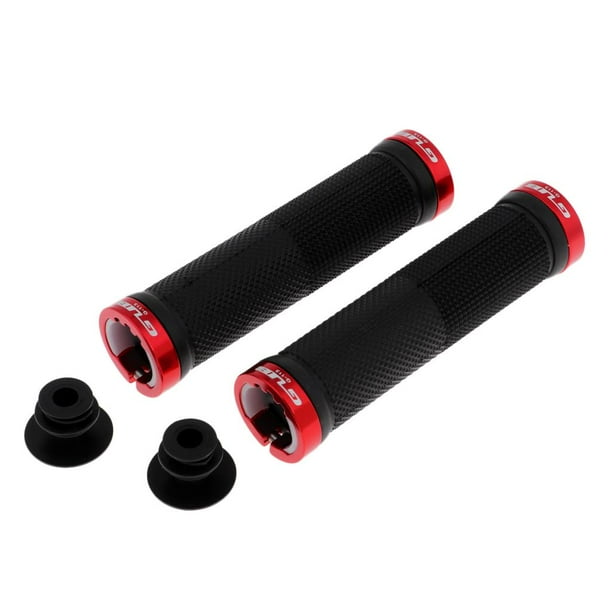 Empuñaduras de manillar Cola antideslizantes con anillo de aleación de aluminio bloqueable rojo
