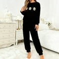 thumbnail image 5 of SGMVNU Women's Fleece Warm Pajama Set Petite Fuzzy Pocket Long Sleeve Pullover Tops and Plaid Pants Loungewear Sleepwear for Winter(yr251204_1-Black, M), 5 of 5