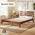 thumbnail image 3 of Costway Queen Size Wood Bed Frame with Slat Headboard Under-Bed Storage Space Caramel Brown, 3 of 9