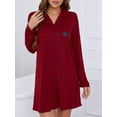 thumbnail image 2 of Diconna Chemise de Nuit pour Femme, Vêtement de Nuit à Manches Longues, Chemise de Nuit Boutonnée, Col à Revers, Robe de Nuit, 2 of 7