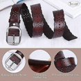 thumbnail image 3 of Women's Leather Belt with Hollow Flowers for Jeans and Pants, 3 of 4