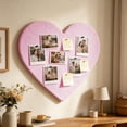 thumbnail image 5 of Heart Shaped Felt Bulletin Board, 15.74 In Fabric Photo Display Memo Pin Board for Photos Notes Bedroom Office Wall Decor, Pink, 5 of 6