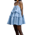 thumbnail image 1 of Robe d'Été pour Femme à Bretelles Spaghetti Ajustables Sans Manches, Fluide, Mini Courte, Bleu G, 1 of 9