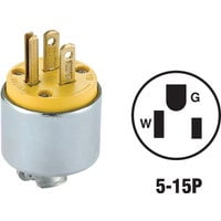 Leviton 000-515PA-000 Armored Plug, 2 -Pole, 15 A, 125 V, NEMA: NEMA 5-15P, Yellow