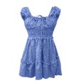 thumbnail image 7 of Clearance sale! Beshee Spring Summer Dresses for Women 2024 Summer Dress Sundress Dress Neckline Sleeve Print Pleated Sexy Women's Women's Dress Sundresses for Women, Womens Dresses Blue L, 7 of 7