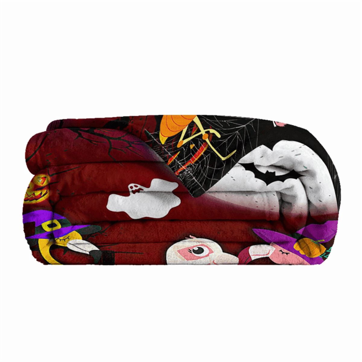 60x80IN Halloween Cartoon Flamingo Flannel Blanket Soft Lightweight for Sofa Office Bed Travel Gift