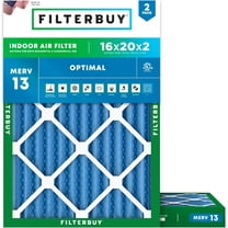Filterbuy 16x20x2 MERV 13 Health Defense, Pleated HVAC AC Furnace Air Filters (2-Pack)