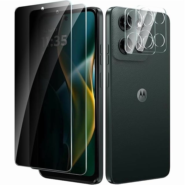 ccwonima 2+2 Pack for Motorola Moto G 5G 2025 Privacy Screen Protector with Camera Lens Protector, Anti Spy Tempered Glass Protection Film 9H Hardness, Scratch Resistant, Case Friendly