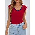 thumbnail image 3 of PRETTYGARDEN Womens V Neck Summer Tops Ruffle Sleeveless Slim Fit T Shirts Going Out Casual Blouses, 3 of 7