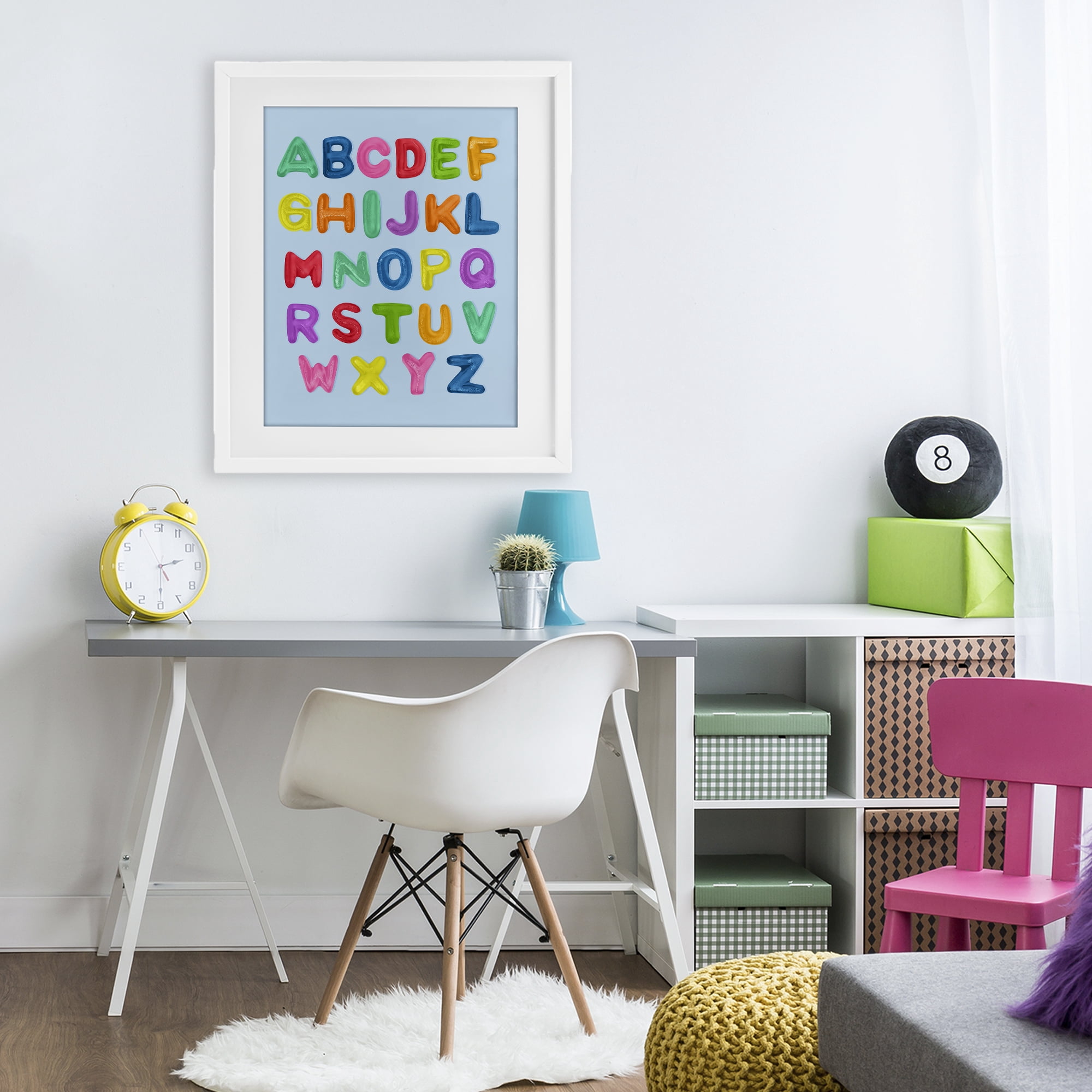 Stupell Industries Gummy Candy Alphabet White Framed Print Under Glass, design by LISH Creative