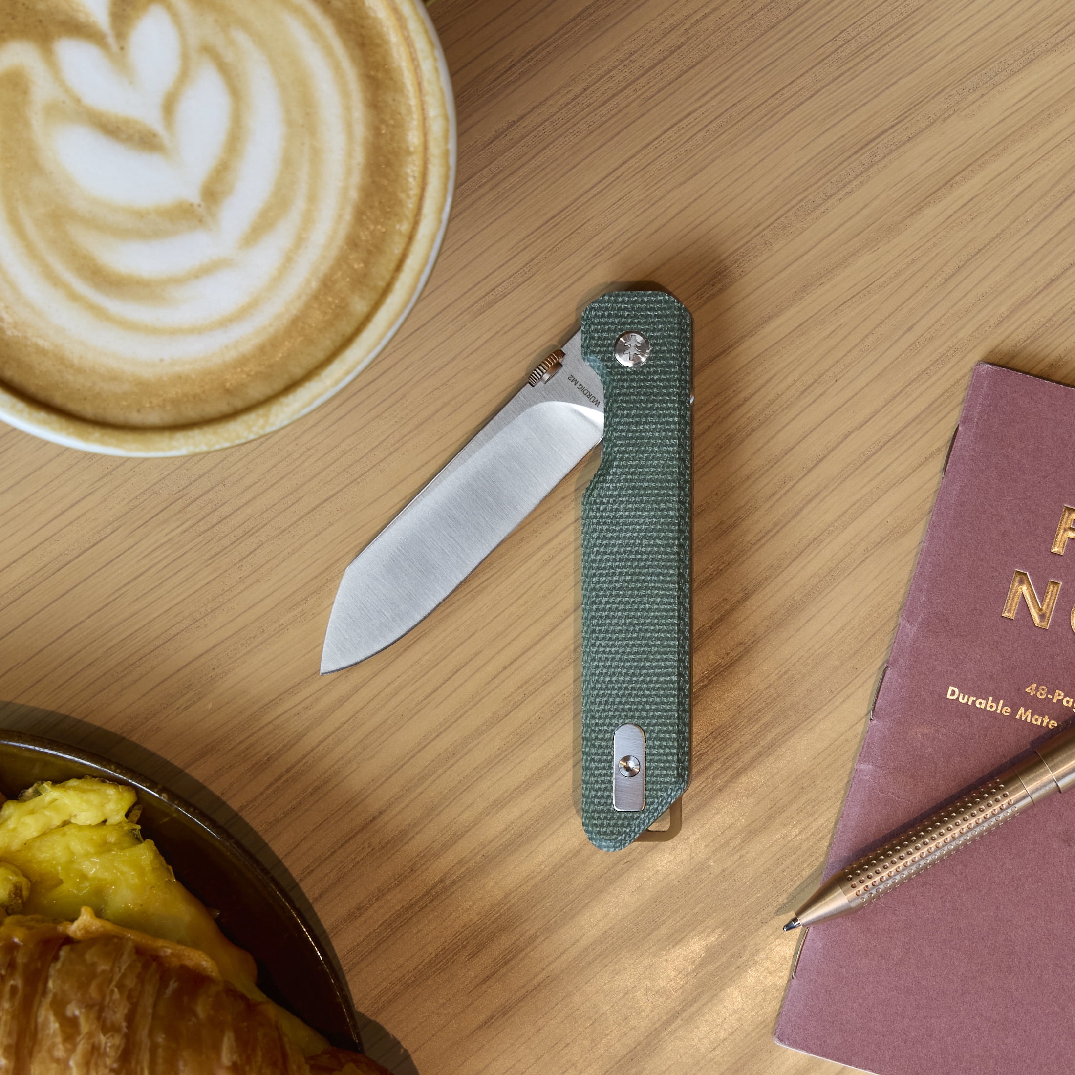Swiss Tech WURDIG M2 Dark Spruce Micarta Folding Knife, 14C28N Steel, Satin Finish
