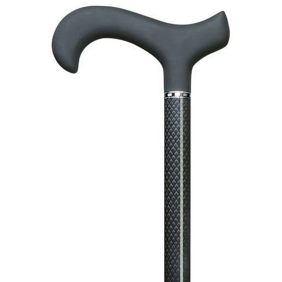 Walking Cane Men Soft Touch Derby Cane Black Triple Wound Carbon Fiber
