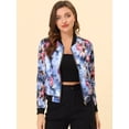thumbnail image 2 of INSPIRE CHIC Blouson Bomber Court à Imprimés Floraux pour Femme à Col Montant à Fermeture à Glissière, 2 of 7