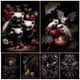 thumbnail image 2 of Pintura en lienzo de murciélagos de frutas, colibrí, polilla, Baby Skunks, arte de pared Vintage, póster de Arte de animales de fantasía antigua gótica, decoración impresa, 2 of 4