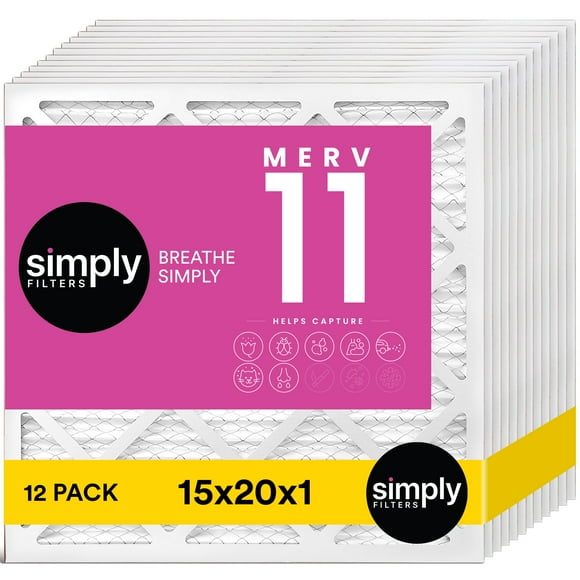 Simply Filters Filtre à Air 15x20x1 MERV 11 MPR 1000 (12 Pack) - Taille Réelle 14.75 Pouces"x19.75 Pouces"0.75 Pouces" HVAC pour Fournaise Plissée