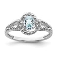 thumbnail image 3 of 925 Sterling Silver Rhodium-Plated Aquamarine and Diamond Ring Size 8, 3 of 6