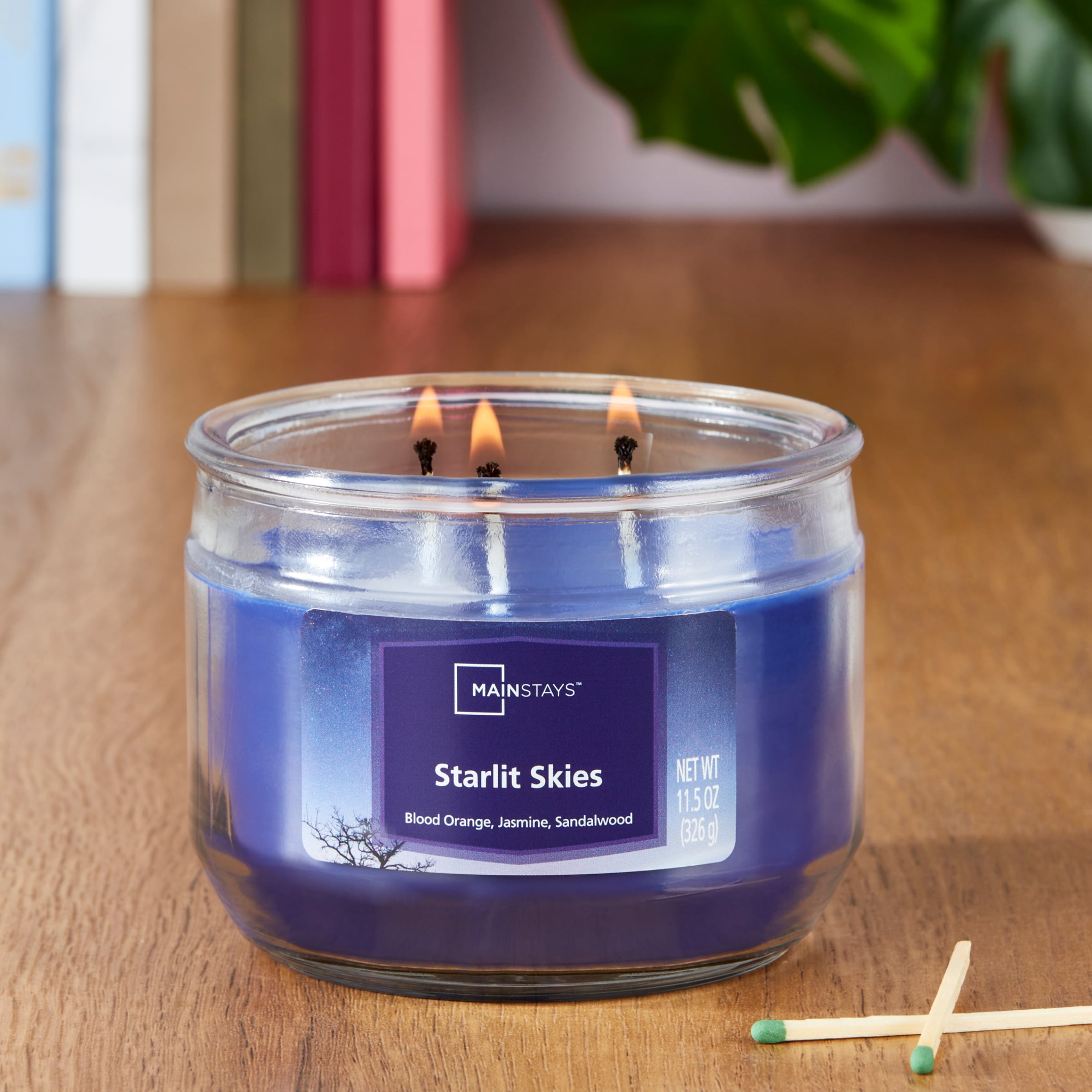 (4 pack) Mainstays Starlit Skies Scented 3-Wick Glass Jar Candle, 11.5 oz