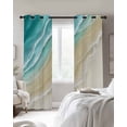 thumbnail image 3 of Abstracts Sandy Beach Blackout Curtains for Bedroom Living Room, Turquoise Beige Gradient Ocean Wave 39 In Long Thermal Insulated Room Darkening Drapes Grommet Window Treatments, 27.5 x 39 In, 3 of 9