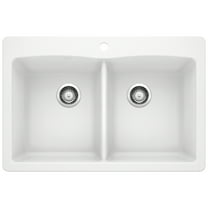 Blanco 440221 DIAMOND 33" Equal Double Dual Deck SILGRANIT Sink, White