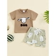 thumbnail image 4 of Little Boys Summer Clothes Outfits Sheep Embroidery 6 12 18 24 Months 2T 3T 4T Short Sleeve Round Neck T-Shirt with Elastic Waist Shorts Sets, 4 of 9