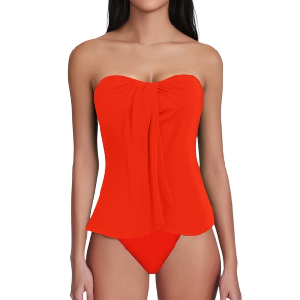 MKLEKYY Trajes De Baño Mujer 2 Piezas Women Bikini Set Leaf Printed Sleeveless Two Piece Beach Wear Hot Sexy Swimwears Tankinis Set