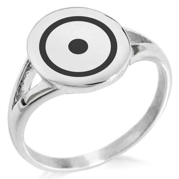 Stainless Steel Solar System Planetary Sun Minimalist Oval Top Polished Statement Signet Ring