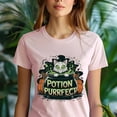 thumbnail image 5 of Funny Unisex Halloween Shirt, Green Eyed Cat in Witch Cauldron Graphic Tee, Natural, Size M, 5 of 6