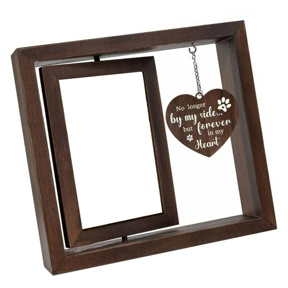 Sentimental Pet Remembrances Photo Frame Rotatable 4x6'' Photo Holders with Carved Heart Pendants for Dog and Cats Loss