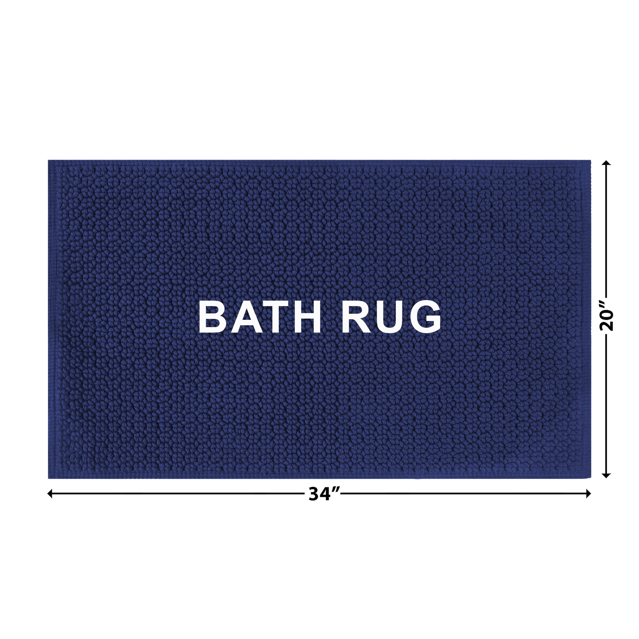 Better Homes & Gardens Signature Soft Cotton Looped Bath Mat, Blue Admiral, 20" x 34"