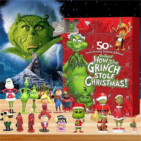 Kids Grinch Christmas Gifts, 2023 Advent Calendar With 24 Surprise Toys, Green Monster Christmas Countdown Calendar Cute Figures Dolls, Ideas Gift For Halloween, Christmas, Birthday