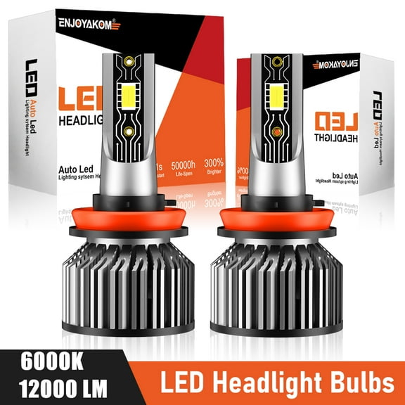 H11 LED Headlight Bulbs 6000K Cool White, 120W 12000LM 600% Brighter, H11 Headlight Bulbs for High Beam/Low Beam, H8 H9 LED Headlight Bulb, Pack of 2
