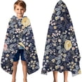 thumbnail image 3 of Pioneer Flower Floral Print Pattern Hooded Bath Towel，60"x35" for Ages 3 To 12 Kids, Quick Dry Lightweight Soft Microfiber Hood Beach Towel Cover Up for Kids, 3 of 7