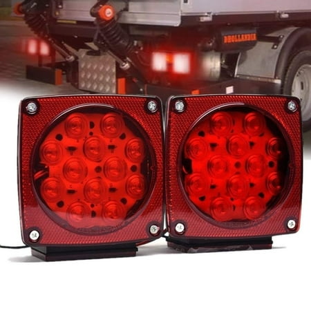 12V Submersible Led Trailer Light,IP68 DOT Compliant, Red White LED Stop Turn Tail License Brake Running Light Lamp, for Boat Trailer Truck Marine Camper RV Snowmobile Under 80"