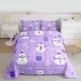 thumbnail image 2 of Feelyou Christmas Snowman Full Size Comforter Sets, Winter Wonderland Landscape Bedding Comforter Set, Purple Xmas Gift Reversible Bedding Sets, Luxury Bedroom Decor, 3pcs, 2 of 8