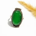 thumbnail image 5 of Natural Green Onyx Gemstone Vintage Ring – Handmade Oxidized Silver Jewelry, Fashion Statement Ring for Women Ring Size US 5.5, 5 of 6