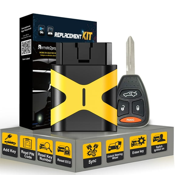 Simple and Safe Self Programming Car Key Control and Uncut Car Key Fob Replacement for 2006-2009 Dodge RAM 1500 2500 3500 4000 with FCC: KOBDT04A