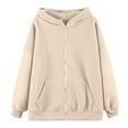 thumbnail image 4 of GPOECD Oversized Hoodies For Women Pullover Ears Warm Long Pullover Winter Cozy Fall Soft Casual Hooded Sweatshirts Z90-Beige,M, 4 of 4