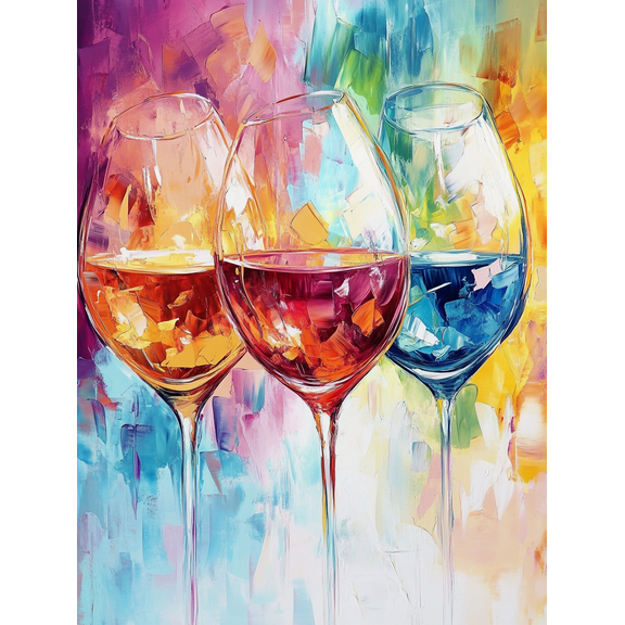 Colorful Wine Glasses Canvas Painting， Suitable for Living Room， Dining Room， Kitchen， Bar， and Office Decoration.