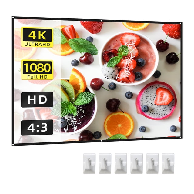 Amdohai 84 Inch Projector Screen 4:3 HD 4K Foldable Portable Double Sided Projection Anti-Crease Movie