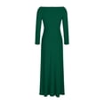 thumbnail image 4 of Diufon Womens Fall off Shoulder Dresses Casual Long Sleeve Maxi Dress Solid Color Breathable Dress, 4 of 6