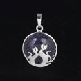 thumbnail image 1 of Pendentif Chat pour Collier Pierre Naturelle Perles Rondes Plates Pendentif Cœur d'Amour Femmes, 1 of 6