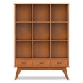 thumbnail image 6 of Simpli Home Draper 42 inch Wide Solid Hardwood Mid-Century Storage Bookcase in Teak Brown, 6 of 12