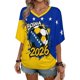 thumbnail image 2 of Women's Football Graphic T-Shirt, Women's V Neck Short Sleeve Soccer Fan T Shirt with Names Print Casual for Soccer Tournament 2026 Dark Blue Size: L, 2 of 5