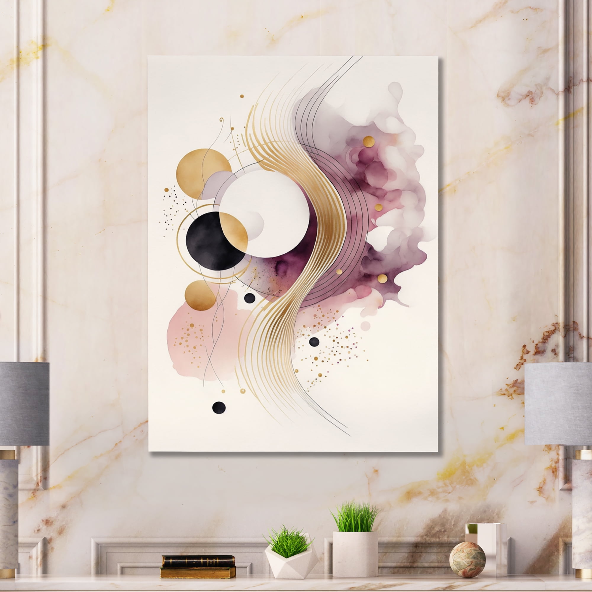 Designart Deep Purple Movement I Canvas Wall Art