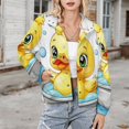 thumbnail image 3 of Jackets for Women Winter Coat Jackets Flannel Stand Collar Jacket(Cute Duck Bath Time,Size:S-4XL), 3 of 7