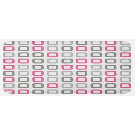 

Geometric Kitchen Mat Square Frames in Vintage Colors Geometric Pale Toned Illustration Plush Decorative Kitchen Mat with Non Slip Backing 47 X 19 Pink White Grey by Ambesonne