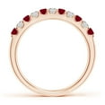 thumbnail image 2 of ANGARA Natural Shared Prong Ruby and Diamond Half Eternity Ring in 14K Rose Gold for Women (Size-2.1mm) | July Birthstone, Birthday, Anniversary, Jewelry Gift for Women | Natural Ruby Ring, 2 of 10