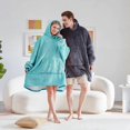 thumbnail image 2 of (Sky Blue)Wearable Blanket Hoodie, Oversized Sherpa Blanket Sweatshirt with Hood Pocket and Sleeves, Super Soft Warm Plush Hooded Blanket for Adult Women Men, O, 2 of 5